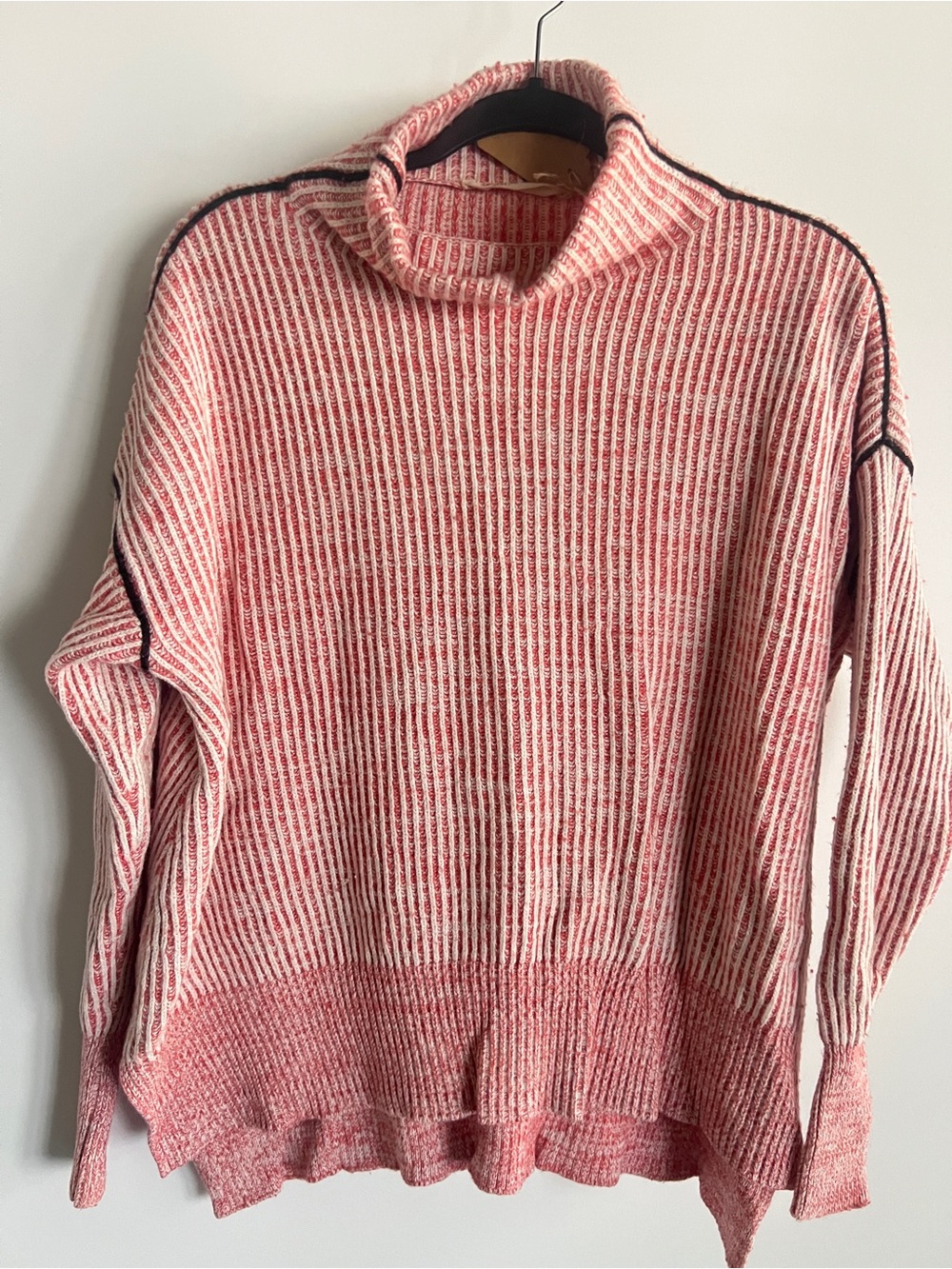 Women's Pink Marled Turtleneck Sweater